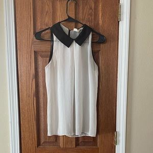 Sheer black and white tank top